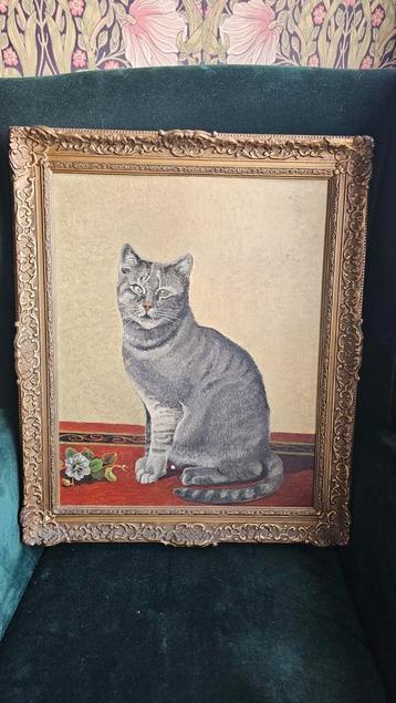 Kat in lijst - Schilderij beschikbaar voor biedingen