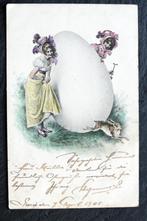 Achter zo'n groot ei is het lastig konijnen zoeken, 1901, Verzamelen, Ansichtkaarten | Dieren, Gelopen, Knaagdier, Voor 1920, Verzenden