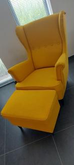 Ikea strandmon oorfauteuil + voetenbank, Ophalen of Verzenden, Gebruikt
