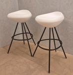 Lonc design barkrukken – wit/zwart – set van 2, Ophalen, Met voetsteun, 60 tot 90 cm, Metaal