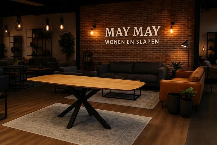 Eettafel Deens vlak tafelblad Mango 210 Direct/Leverbaar7226, Huis en Inrichting, Tafels | Eettafels, Nieuw, 50 tot 100 cm, 200 cm of meer