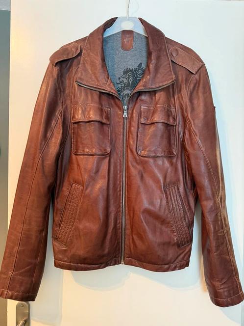 Bruine leren heren jas van Gipsy. Mt.L, Kleding | Heren, Jassen | Zomer, Zo goed als nieuw, Maat 52/54 (L), Bruin, Ophalen of Verzenden