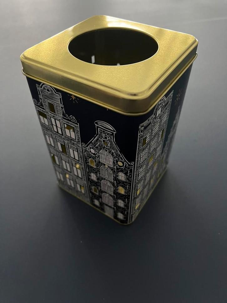 Nieuw senza blik theelicht Amsterdamse huisjes grachtenpand, Huis en Inrichting, Woonaccessoires | Kandelaars en Kaarsen, Nieuw