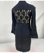 DKNY Donna Karan New York zwarte bloemen kanten knoop jurk, Zwart, Ophalen of Verzenden, Zo goed als nieuw, H