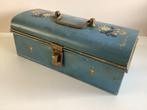 Oude blikken blauw gedecoreerde ontbijtkoek trommel, Antiek en Kunst, Ophalen of Verzenden