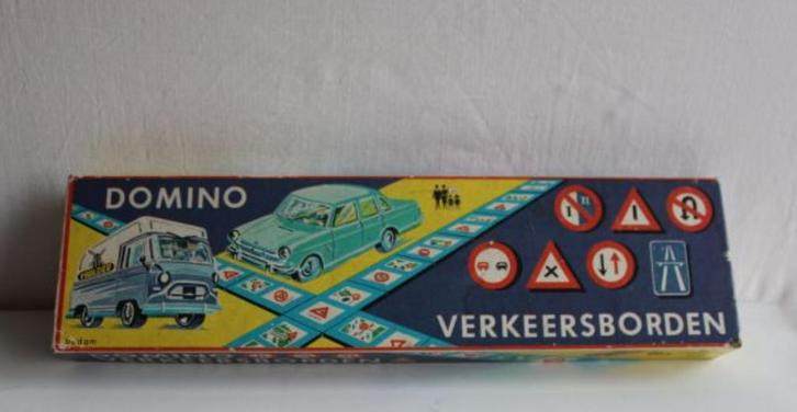 Domino verkeersborden spel 1968, Antiek en Kunst, Curiosa en Brocante, Ophalen of Verzenden