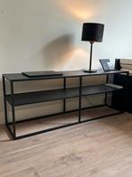 Zwart metalen sidetable, Huis en Inrichting, Tafels | Sidetables, Ophalen, Zo goed als nieuw, 25 tot 50 cm, Rechthoekig