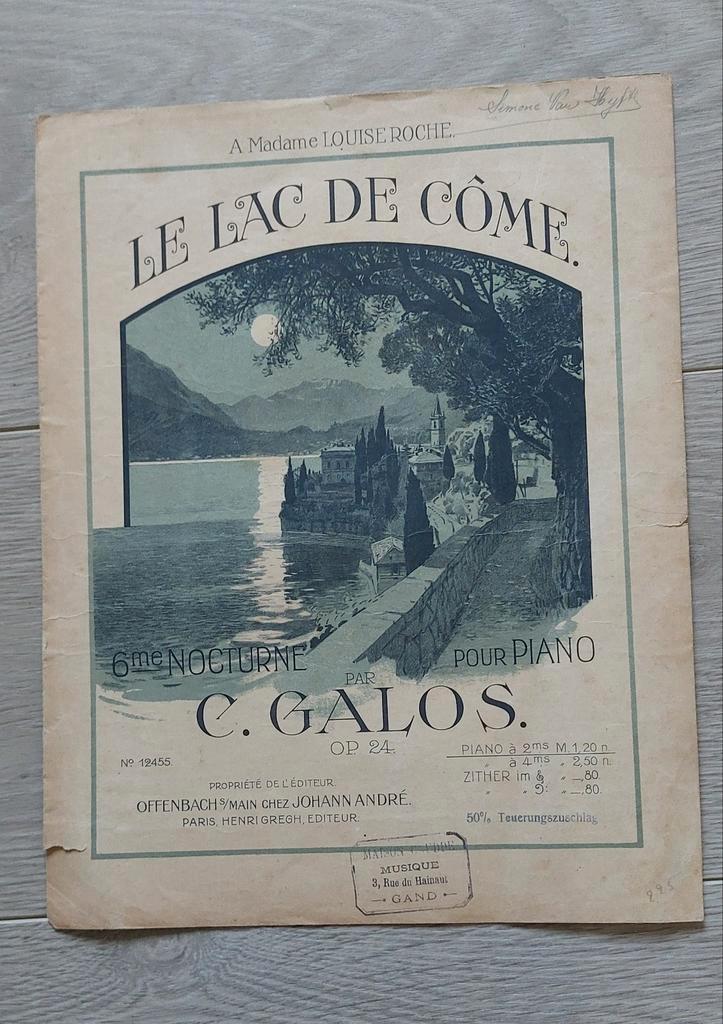 Le Lac de Côme - C. Galos - Pianomuziek, Muziek en Instrumenten, Bladmuziek, Gebruikt, Artiest of Componist, Klassiek, Piano, Ophalen of Verzenden