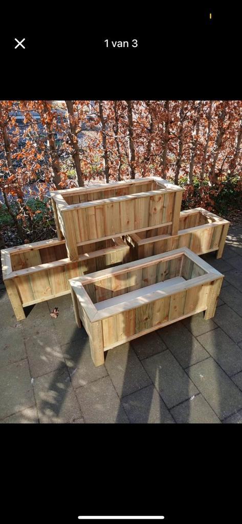 Mooie bloem bakken, Tuin en Terras, Bloembakken en Plantenbakken, Zo goed als nieuw, Hout, Rechthoekig, Ophalen