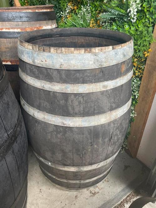 Eiken wijnvat als bloembak 225ltr 95x70cm, Tuin en Terras, Bloembakken en Plantenbakken, Zo goed als nieuw, Hout, Tuin, 60 cm of meer