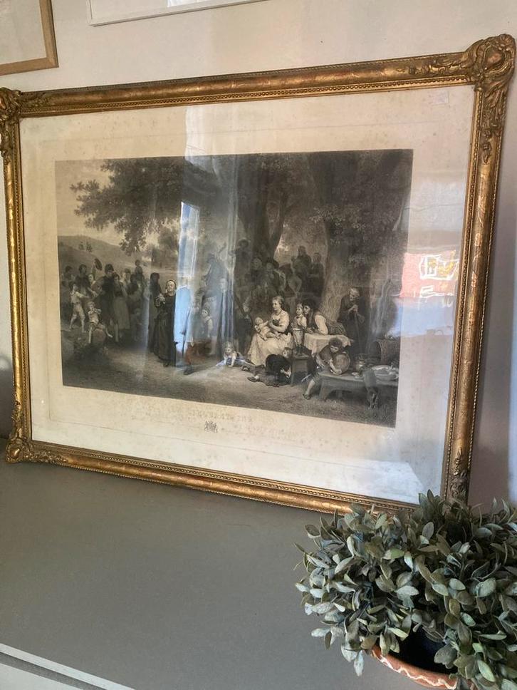 Antieke franse lijst met prachtige gravure/prent, Antiek en Kunst, Kunst | Schilderijen | Klassiek, Ophalen