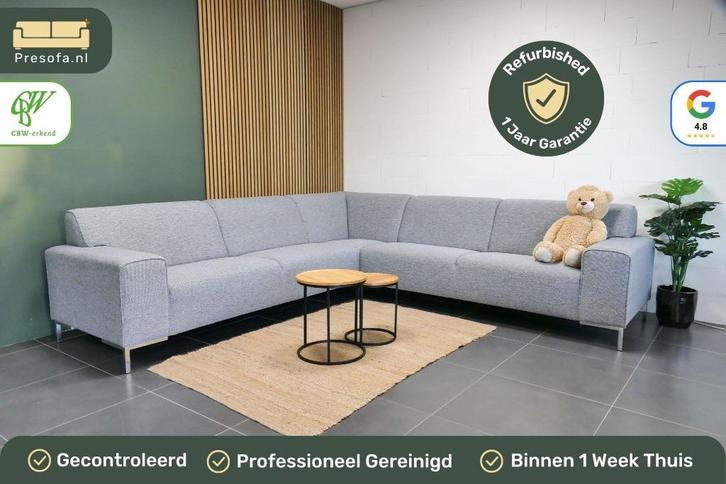 Moderne Hoekbank Lichtgrijs Piet Klerkx [Refurbished], Huis en Inrichting, Banken | Bankstellen, Zo goed als nieuw, Hoekbank, Vierpersoons of meer
