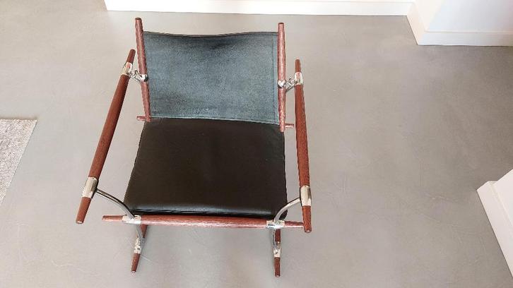 Safari Chair, Huis en Inrichting, Stoelen, Nieuw, Eén, Hout, Leer, Metaal, Zwart, Ophalen