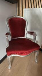 Rood barok zilver stoel velvet suède, Ophalen of Verzenden