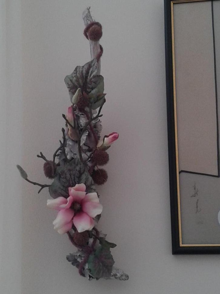 Wanddecoratie <> Kunst Bloemstukje 30 cm lang, Huis en Inrichting, Woonaccessoires | Wanddecoraties, Zo goed als nieuw, Ophalen of Verzenden