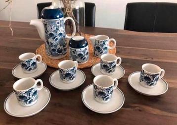 💝 Vintage set 9-delig espresso servies blauw wit beschikbaar voor biedingen