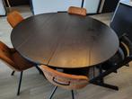 Zwarte ronde houten keukentafel, Ophalen, Gebruikt, Warm, natuur, Vijf personen of meer