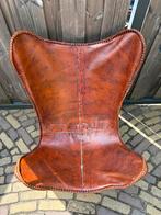 Vintage Lederen Vlinderstoel, Huis en Inrichting, Fauteuils, Gebruikt, Minder dan 75 cm, Leer, Ophalen of Verzenden