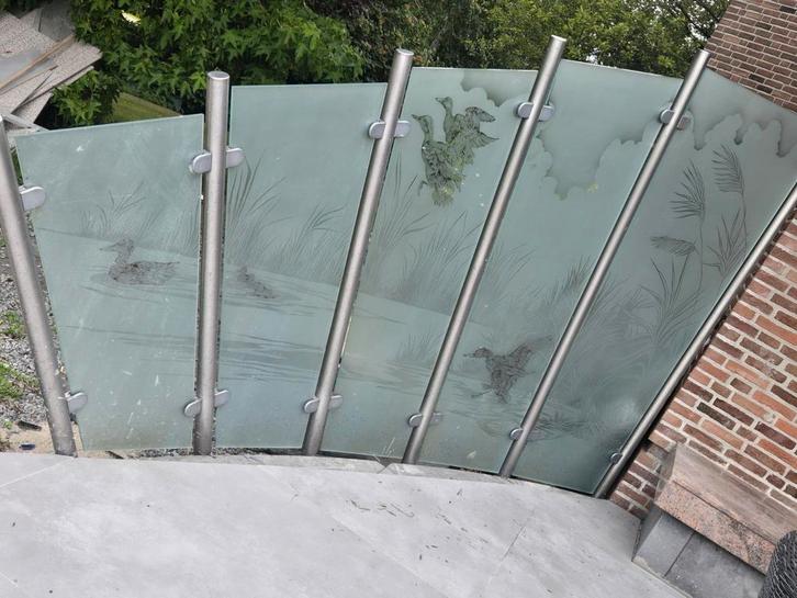 Glazen tuinscherm/windbreker, Tuin en Terras, Tuinschermen, Zo goed als nieuw, 200 cm of meer, Ophalen
