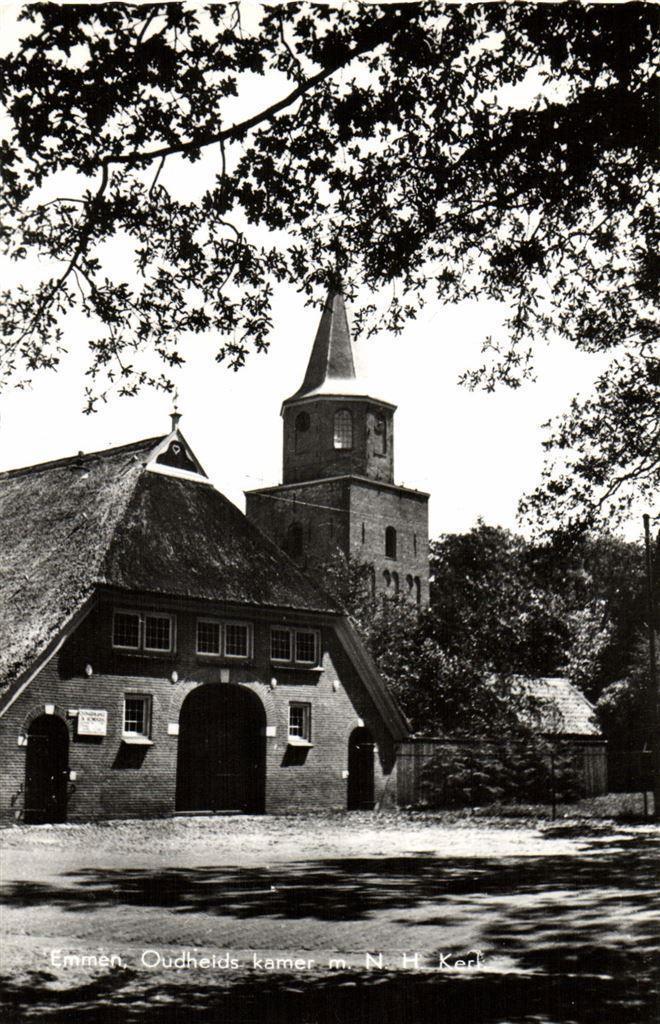 Emmen, Oudheids kamer m. N.H. Kerk - ongelopen, Verzamelen, Ansichtkaarten | Nederland, Ongelopen, Drenthe, Voor 1920, Ophalen of Verzenden