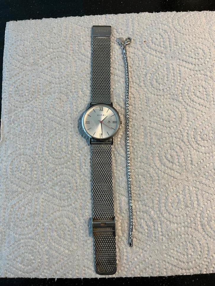 Zinzi Retro Horloge - Stalen Mesh Band, Sieraden, Tassen en Uiterlijk, Horloges | Dames, Gebruikt, Polshorloge, Staal, Ophalen of Verzenden