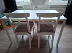 Eetkamerset wit, 4-persoons (125 x 75cm), Huis en Inrichting, Tafels | Eettafels, Ophalen, Gebruikt, 100 tot 150 cm, 50 tot 100 cm