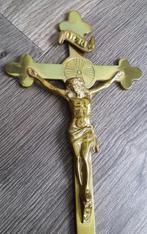 19 de eeuw Vlaams Koperen Kruis Kruisbeeld Corpus Christus, Antiek en Kunst, Ophalen of Verzenden
