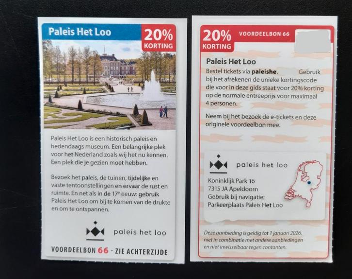 Paleis Het Loo 20% korting, Tickets en Kaartjes, Kortingen en Cadeaubonnen