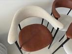 EETKAMERSTOELEN half leer/half stof, Huis en Inrichting, Ophalen, Gebruikt, Bruin, Leer