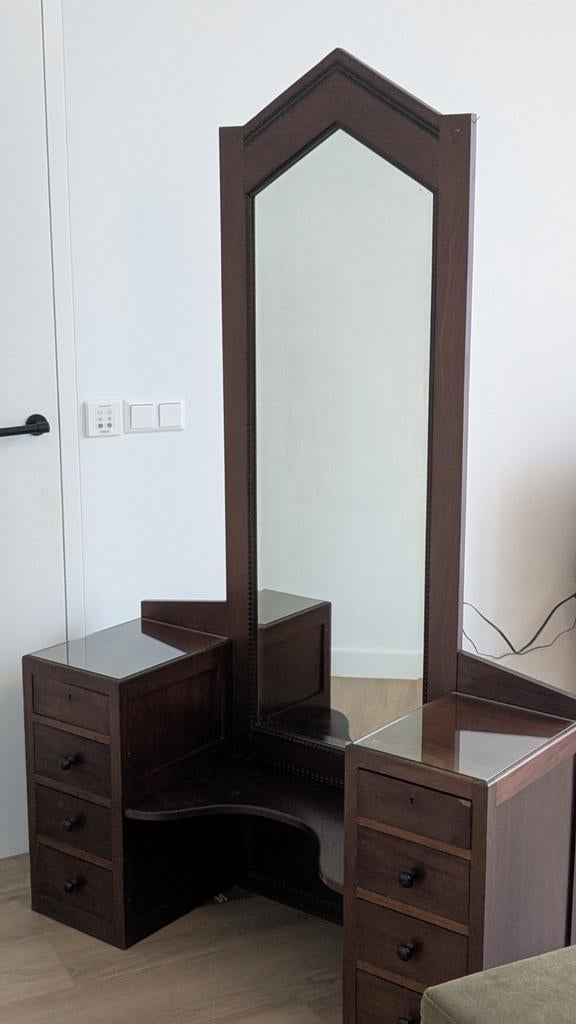 Mooie Art Deco stijl kaptafel, Antiek en Kunst, Ophalen of Verzenden, Rechthoekig, 100 tot 150 cm, 150 tot 200 cm