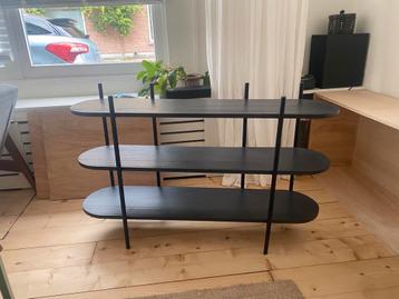 Zwarte wandkast, console, bijzet