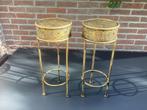 2 gouden plantentafeltjes - 50cm hoog, Ophalen, Gebruikt, Twee, Overige kleuren