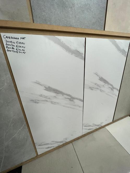 Carrara Mat tegels van €44,98 pm2 nu €29,95 pm2, Doe-het-zelf en Verbouw, Tegels, Nieuw, Vloertegels, Keramiek, 60 cm of meer