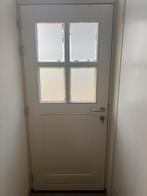 Witte voordeur met glas, Doe-het-zelf en Verbouw, Deuren en Horren, 80 tot 100 cm, Ophalen of Verzenden, 200 tot 215 cm, Glas