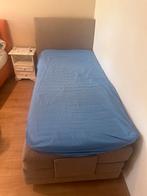Te koop electrische box spring, Grijs/taupe kleur met topper, 90 cm, Tweepersoons, Ophalen of Verzenden
