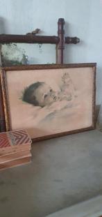 Bessie Peage. "Awakening" in mooi bronskleurige lijst, Ophalen of Verzenden