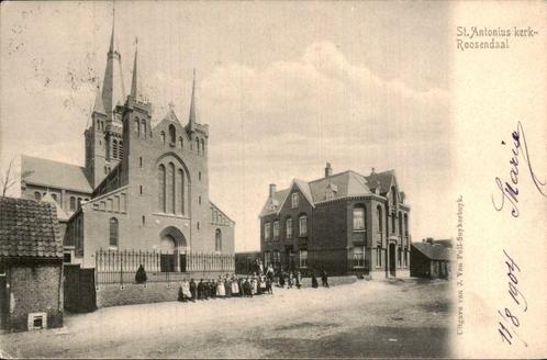 Roosendaal - St ANtonius kerk, Verzamelen, Ansichtkaarten | Nederland, Gelopen, Noord-Brabant, Voor 1920, Ophalen of Verzenden