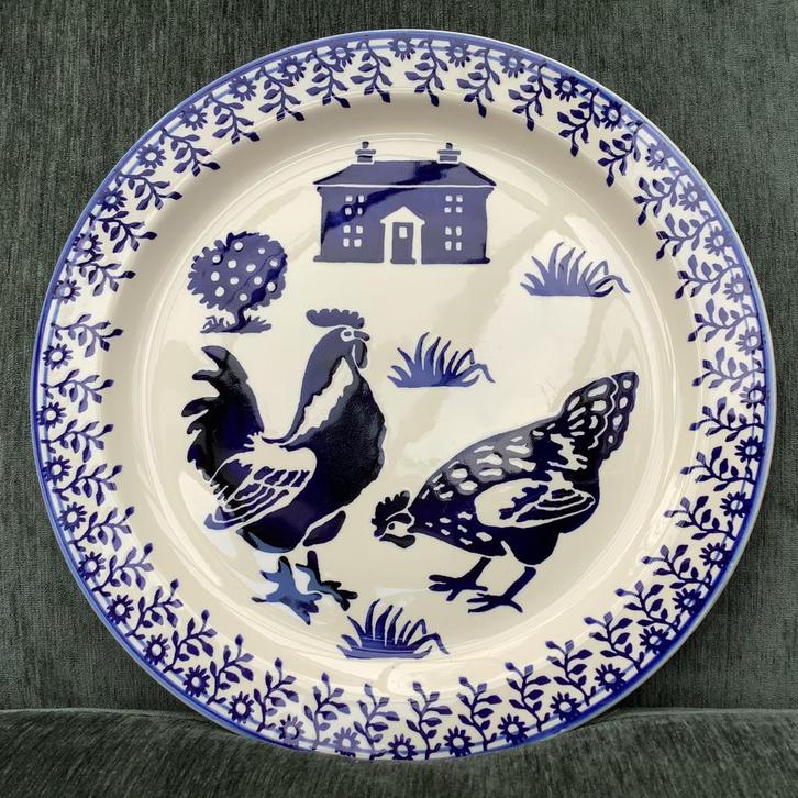 Emma Bridgewater - servies - BLUE HEN Cakeplate - Zeldzaam!, Huis en Inrichting, Keuken | Servies, Zo goed als nieuw, Schaal of Schalen