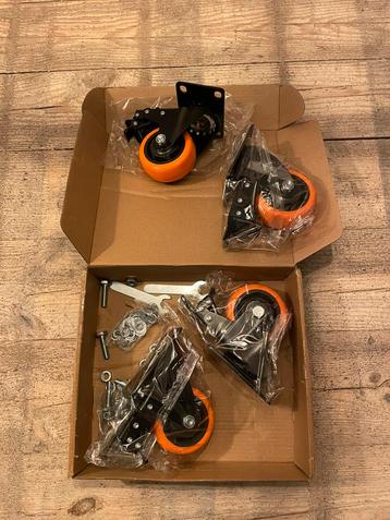 Zwenkwielen 4x zwart 125kg per wiel beschikbaar voor biedingen