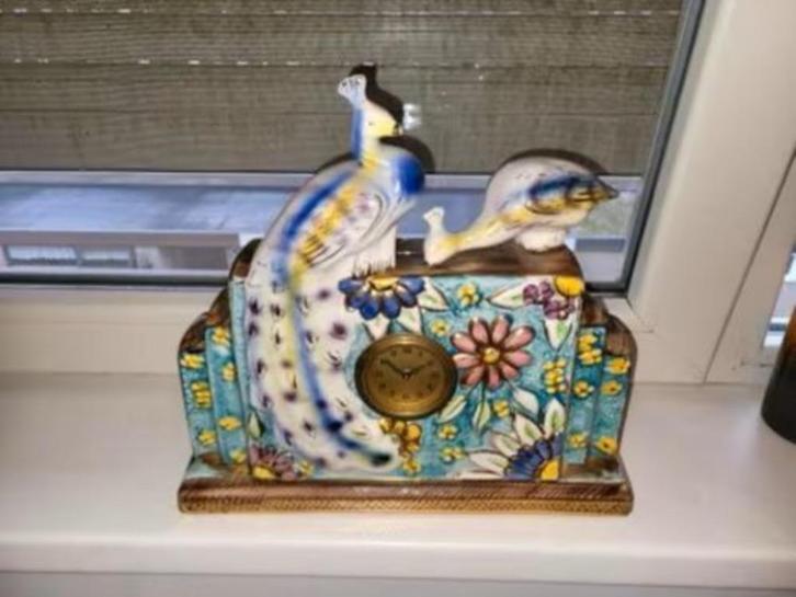 Vintage Pauwen Klok, Antiek en Kunst, Antiek | Klokken, Ophalen of Verzenden