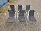 6 Zwart Riet Stoelen met Metalen Frame, Huis en Inrichting, Stoelen, B, Gebruikt, N, Zwart