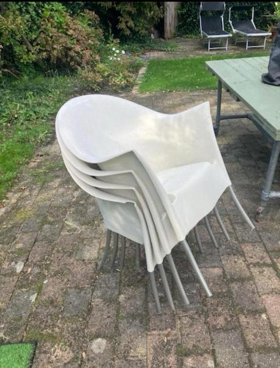 4x Driade Lord Yo Armstoel Tuinstoel - Phillipe Starck, Tuin en Terras, Tuinstoelen, Gebruikt, Kunststof, Stapelbaar, Ophalen
