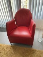 Rood leren fauteuil, Huis en Inrichting, Fauteuils, Ophalen, Zo goed als nieuw, 75 tot 100 cm, Strak, modern