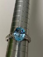 Witgouden ring blauwe steen, Ophalen of Verzenden, Goud, Ring