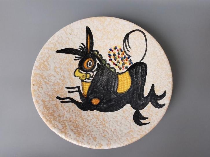 Retro Vintage keramiek wandbord met Ezel Pablo Sanguino, Antiek en Kunst, Antiek | Keramiek en Aardewerk, Verzenden