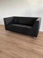 Gelderland Bank Type B-fine 2-zits - Zwart Leder, Huis en Inrichting, Banken | Bankstellen, Ophalen, Gebruikt, Tweepersoons, Rechte bank
