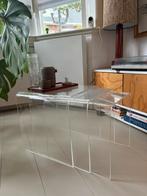 Nestingtables 3 stuks plexiglas vintage design, Gebruikt, Vierkant, Ophalen of Verzenden, Vintage design , space age