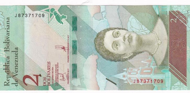 Venuzuela 2 bolivares 15-1-2018, Postzegels en Munten, Bankbiljetten | Amerika, Los biljet, Zuid-Amerika, Verzenden