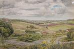 Oud aquarel schilderij landschap, Flore Héneau, Ophalen of Verzenden