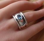 zilveren zware ring met blauwe spinel steen [522, Verzenden, Dame, Zilver, Zilver